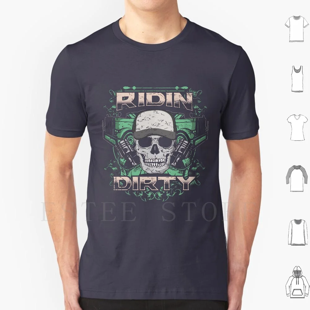 Ridin Dirty Santitation Trash Skull Garbage Truck Driver T Shirt Uomo Cotone 6Xl Truck Driver Truck Truck Driver Truck