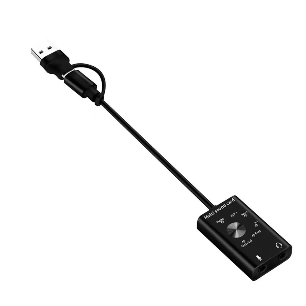 Портативная внешняя звуковая карта USB для наушников/соединение микрофона звуковая карта 10 см длина кабеля для Windows/Mac/Linux