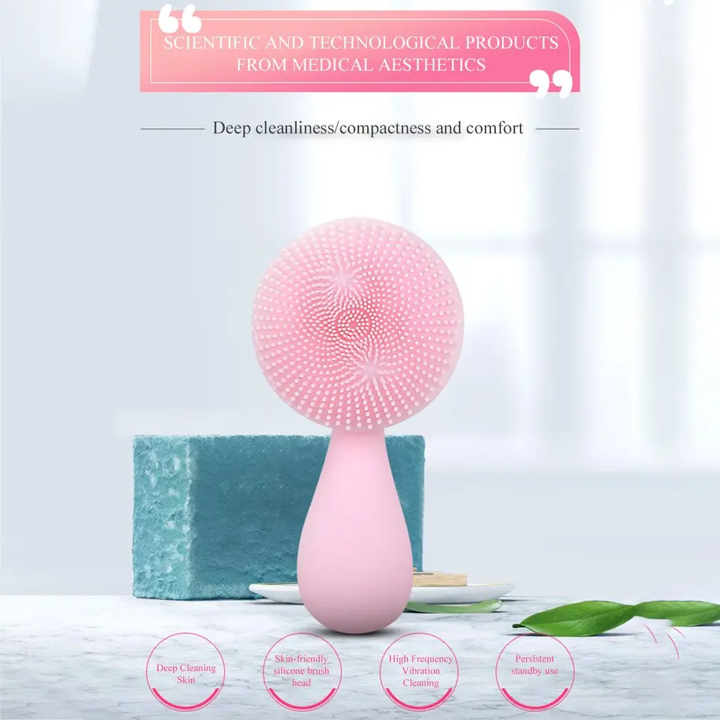 

Electric Facial Cleansing Brush Deep Cleaning Face Ultrasonic Silicone Beauty Eye Massage Face Cleansing Instrument USB Charger
