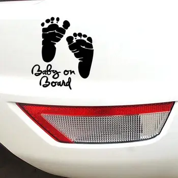 

Baby On Board Car Sticker Cool Design Baby Footprint Decal Car Stickers Reflective Warning Car Stickers Car Tail Stickers