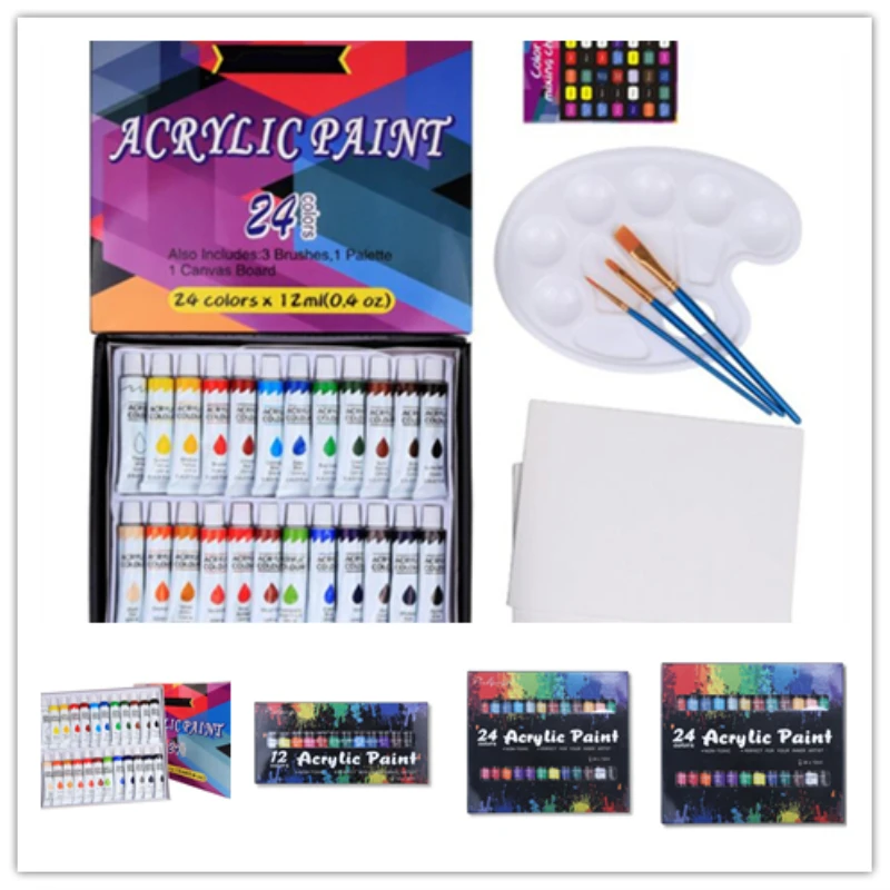 

Acrylic Paint Set 12/24 Colors Watercolor Acrylic Oil Painting Pigment for artists Drawing Ceramic Stone Wall Paints Tubes Craft