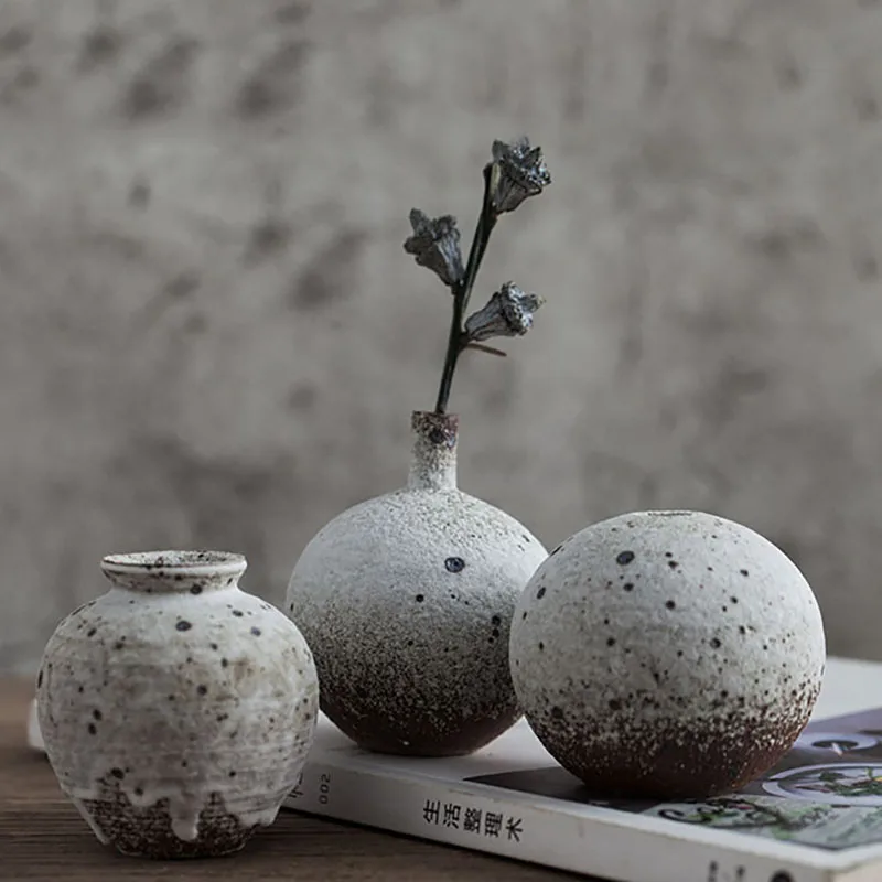 

Nordic Ins Style Rough Ceramic Personality Retro Dry Flower Pot Art Mini Vase Layout Creative Small Household Decorations