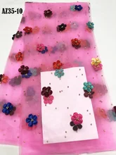 Baby Roze Afrikaanse Kant Stof, 3D Applique Kant Voor Bruiloft, Bruids Jurk Tule Kant Stof AZ36-2(China)