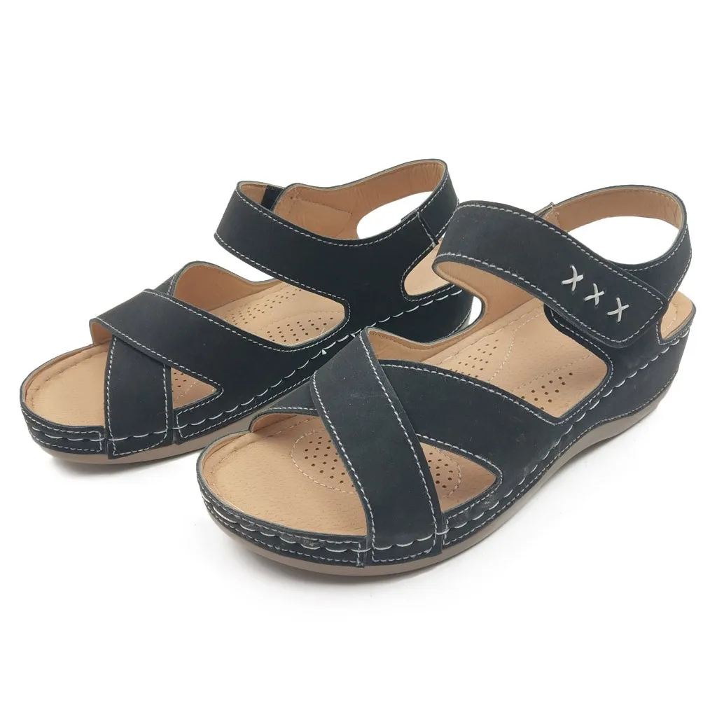 SAGACE 2020 Women's Sandals Summer Platform Casual Shoes Ladies Soft Bottom Beach Comfortable Low Heels Flats Velcro Pumps | Обувь