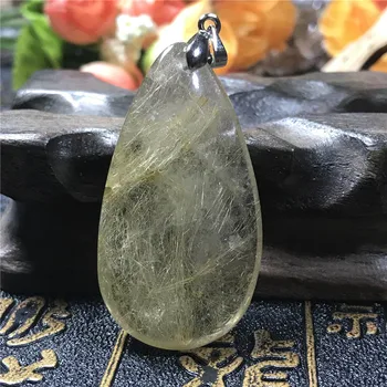

Natural Gold Hair Rutilated Pendant Jewelry For Woman Man 43x23x10mm Clear Crystal Water Drop Gemstone Necklace Pendant AAAA