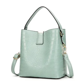 

2020Alligator Pattern Women Bucket Bags Capacity Top-Handbag Female High Quality PU Leather Retro Shoulder Messenger Bags Ladies
