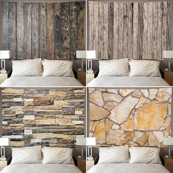

Nordic Wood Tapestry Simulate Floor Printing Home Wall Decoration Brick Wall Hanging Multicolor Marble Wall Blanket