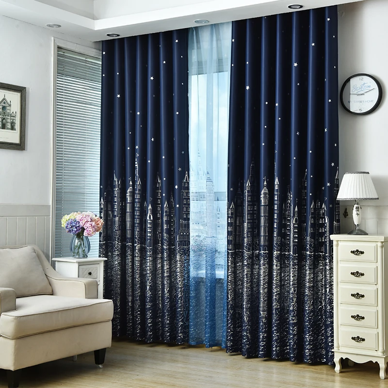 

Modern Castle printed Blackout Curtains For Living Room Bedroom Window Thick Curtain Drapes Children Cloth Curtains For Kid