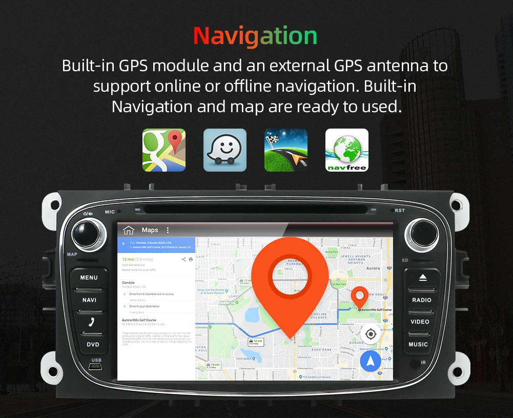 2 din Android 9,0 автомобильный DVD мультимедийный плеер gps Navi для Ford для Focus2 Mondeo Galaxy Wifi Аудио Радио Стерео головное устройство Canbus