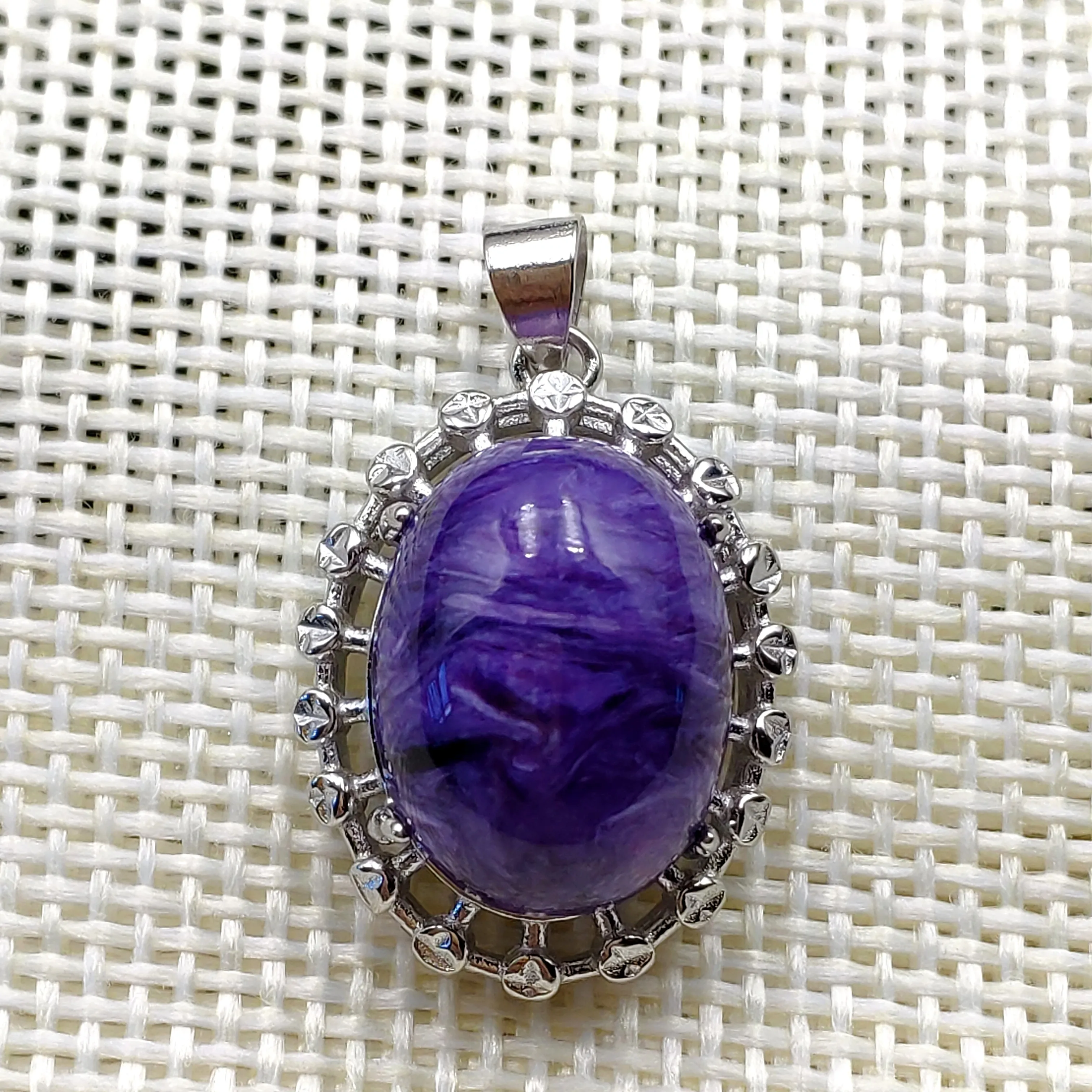 

Genuine Natural Charoite Necklace 21x18mm Pendant Purple OVal Shape Gemstone For Woman Men Gift Crystal Healing AAAAA