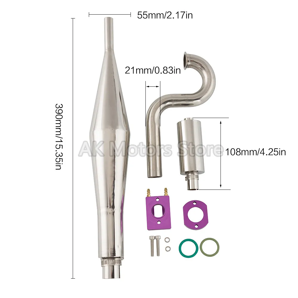 22mm Stainless Steel Exhaust Pipe Tuned Pipe Accessories 26/29/30/32cc for Zenoah Engine RC Boat