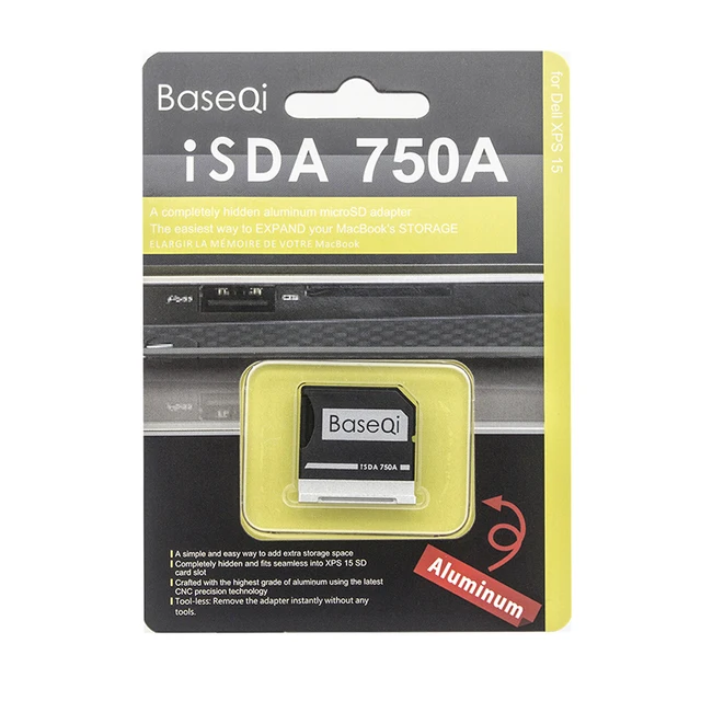 BaseQi Dell Aluminum MicroSD Adapter Memory Expansion SD Card Reader For Dell XPS 13inch and