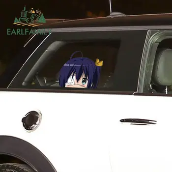 

EARLFAMILY for 26cm x 21.8cm Chuunibyou Anime Peeking Car Stickers Window Motorcycle Truck Vinyl Waterproof Trunk Decal