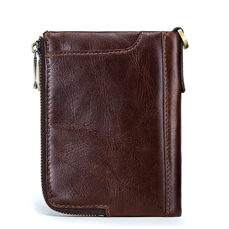 

NEW leather men's wallet, multi-card position multi-function double zipper vertical wallet, fashion casual coin purse