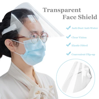 

New 5PCS Protective Face Shield Clear Visor Flip Up Transparent Mask Anti Splash Anti-fog Protection Full Face Cover Unisex