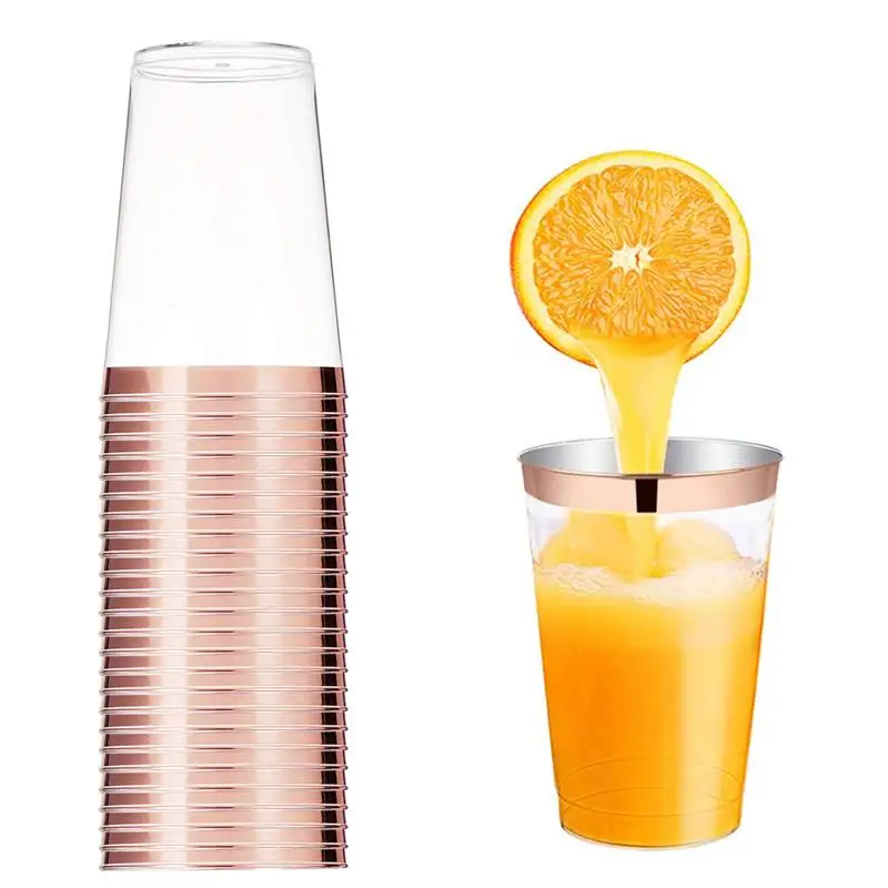 Модные бронзовые одноразовые прозрачные вечерние стаканы 25 шт. 12 унций