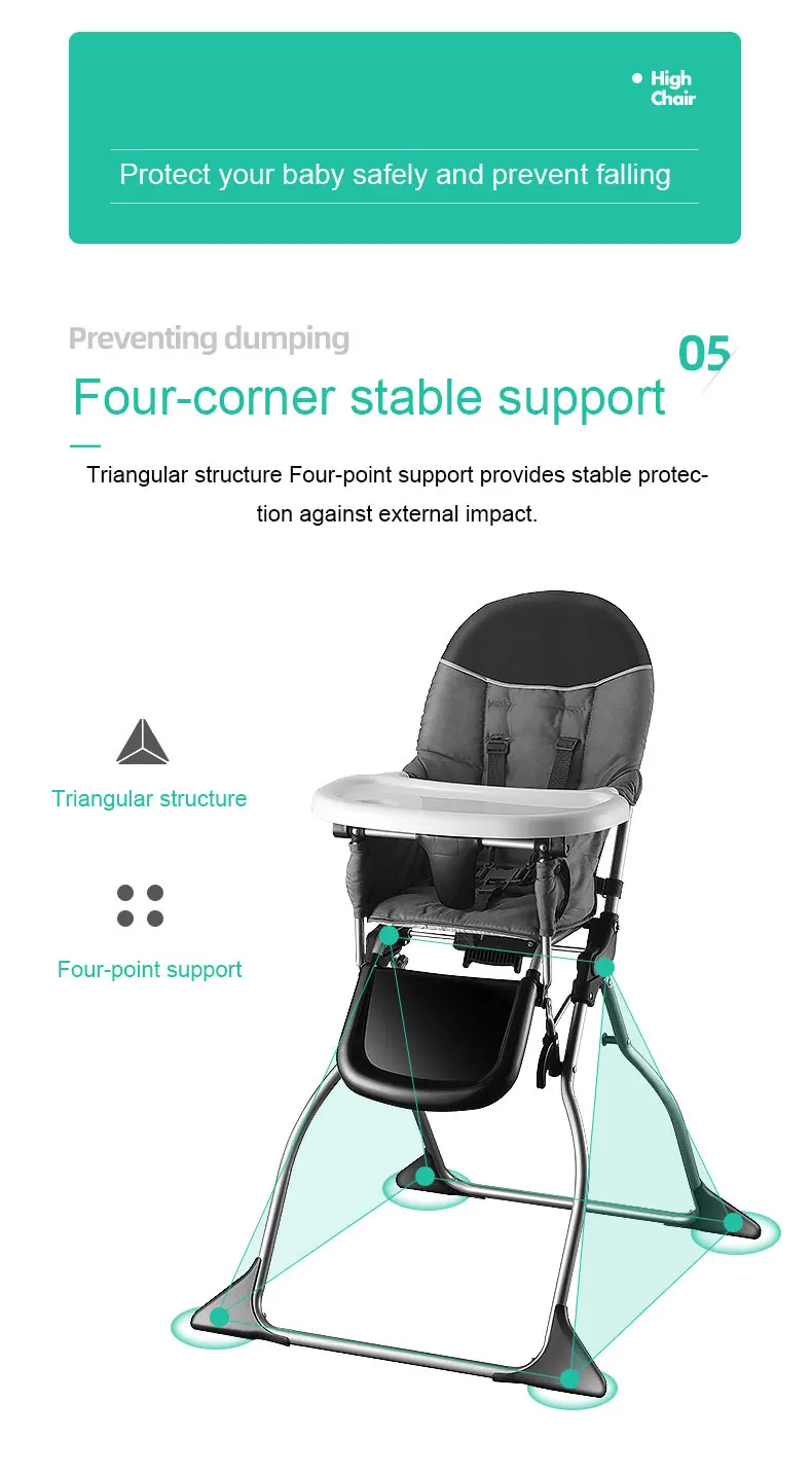 Столик для кормления малыша складной портативный 6-48 месяцев ребенок с использованием многофункционального детского обеденного кресла