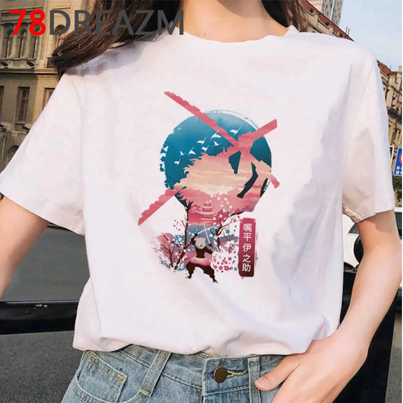 Японский аниме Demon Slayer Graphic женские футболки 2020 Kawaii Мультфильм Топы тройники