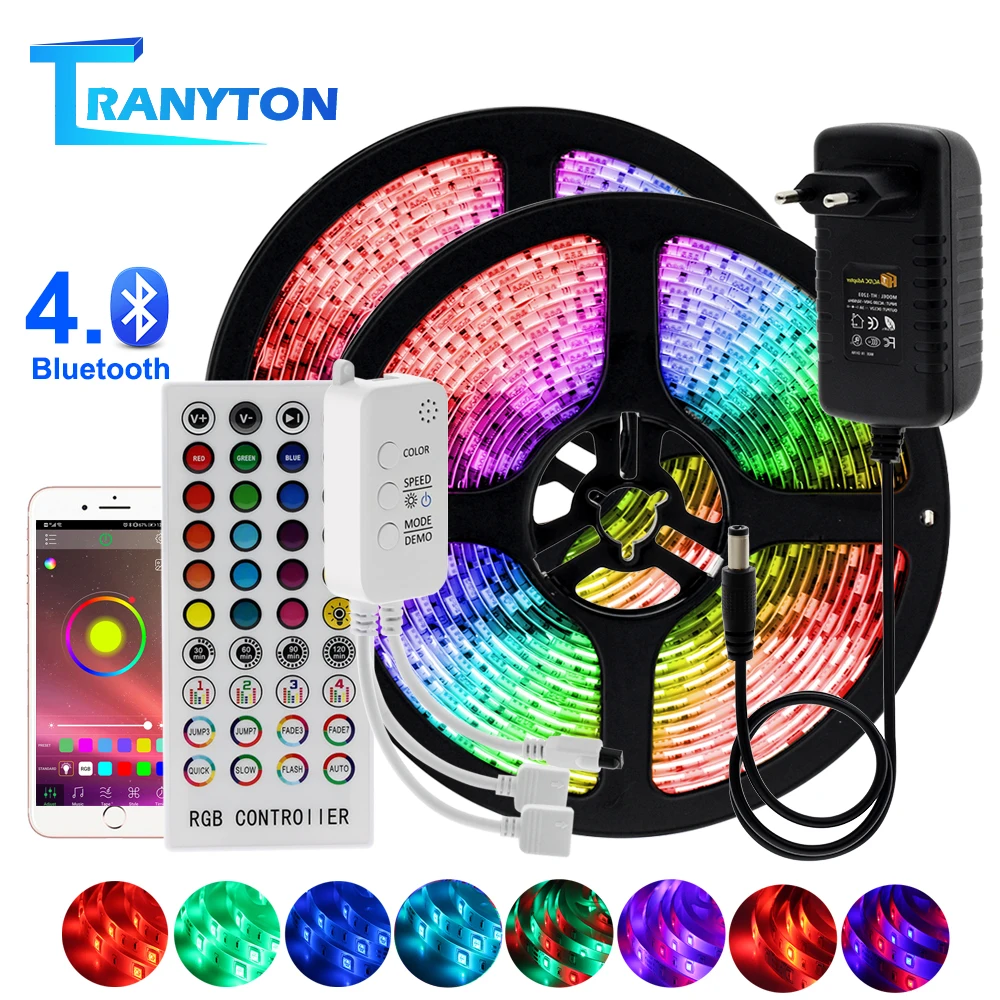 Светодиодная лента RGB 5050 2835 гибкая светодиодная 10 м 15 20 12 В + адаптер питания