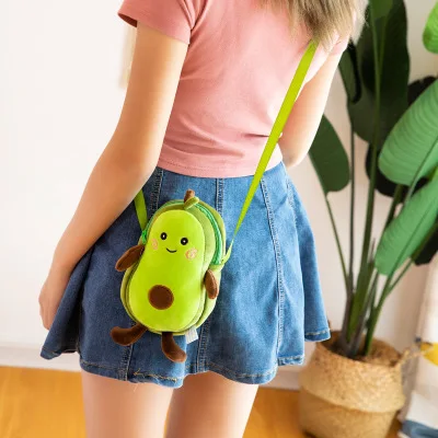 

Cartoon Avocado Plush Kawaii Toys Soft Stuffed Fruits Creative New Female Mulit Style Shoulder Bag for Children Kids Gift Toys