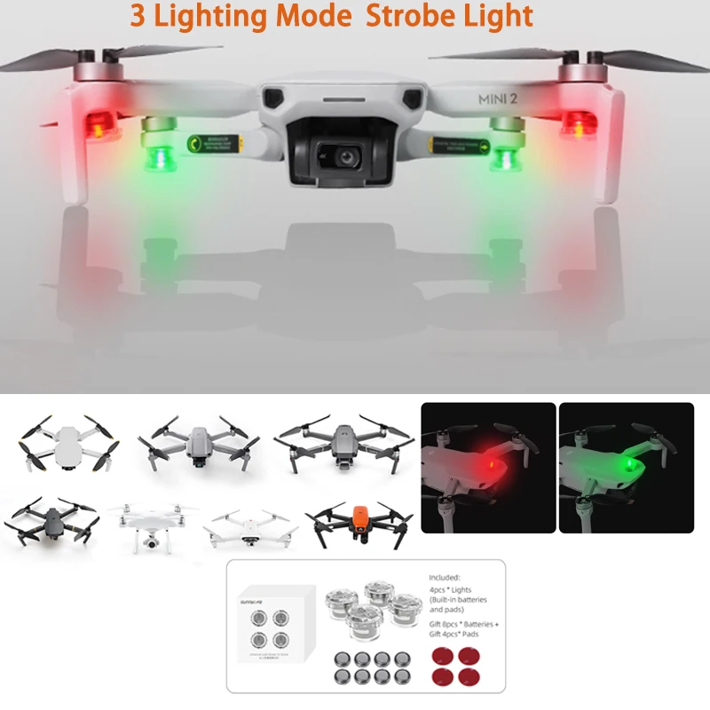Drone Flash Strobe Lamp Night Flight Light For Dji Mavic Air 2  Mavic Mini  2 Se Phantom 4 Fimi X8 Se Air 2S Drone Accessories