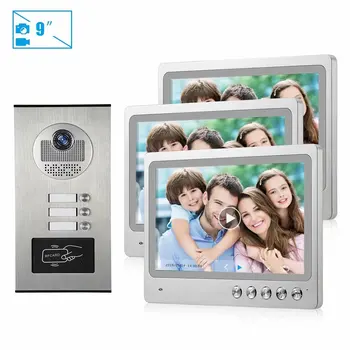 

9" Color Screen Video Door Phone Intercom Recording Home Security System For 2 / 3 / 4 / 6 apartment Electric lock Free Ship