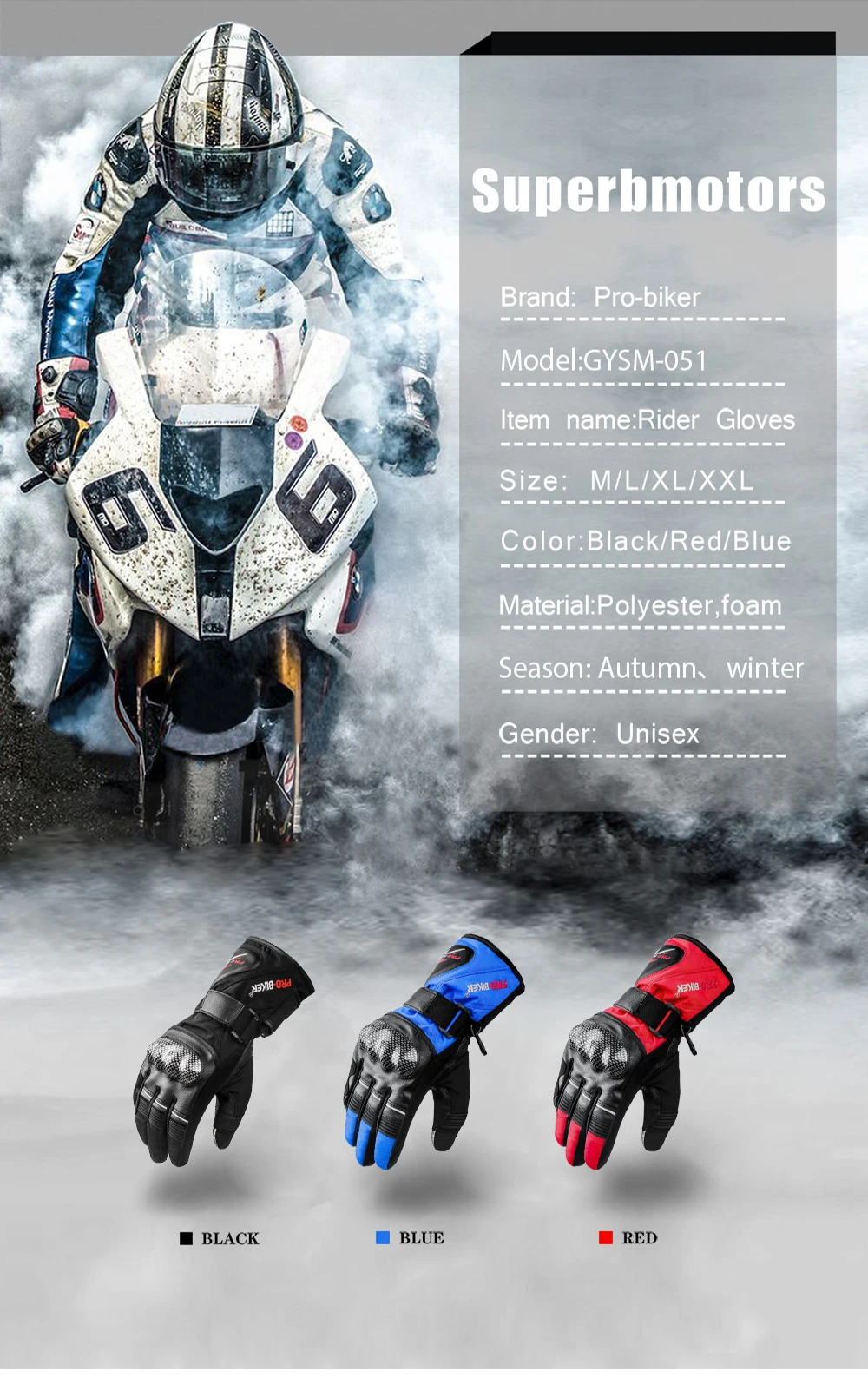 Водонепроницаемые мотоциклетные перчатки, зимние теплые перчатки для катания на лыжах, перчатки для мотокросса, защита рук, аксессуары для внедорожных гонок