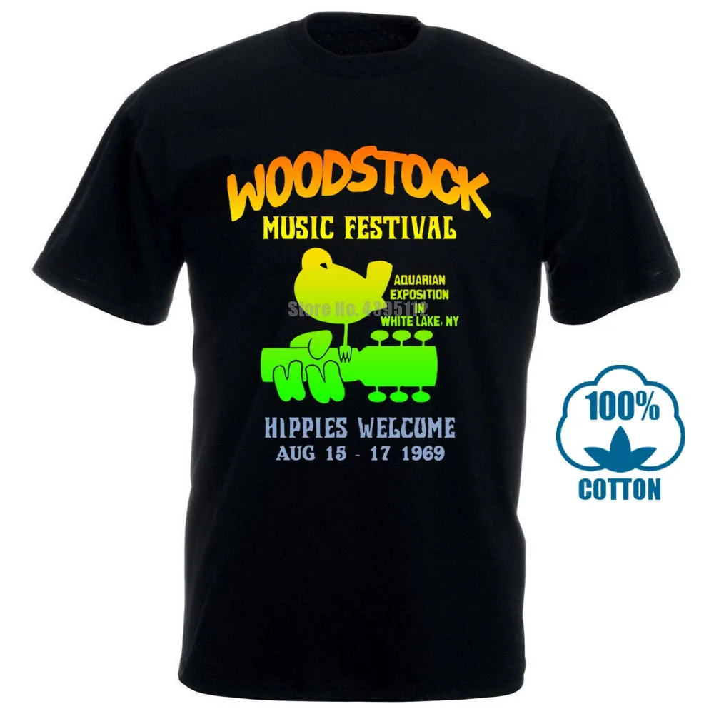 

Summer 2018 Famous Brand Authentic Woodstock Music Festival Bird Guitar Logo Hippies Welcome 1969 T Shirt Band Logo Tee Shirt Fo