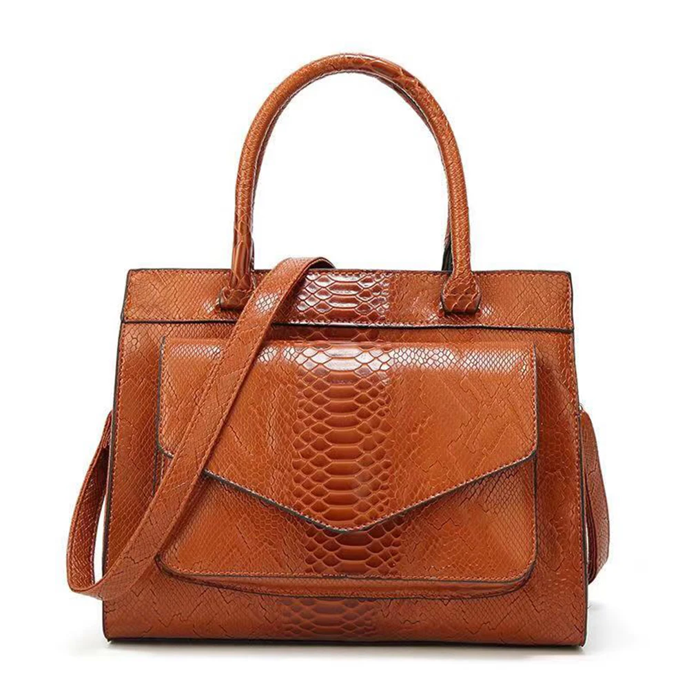 Змеиная кожа, женские сумки через плечо, коричневые, черные, роскошные женские сумки, дизайнерская Повседневная сумка для покупок с сумочкой Bolsas - Цвет: brown