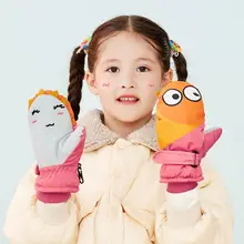 Детские теплые перчатки для малышей, снежный бой, снеговик, играющие вакуумные хлопковые и бархатные водонепроницаемые Нескользящие варежки