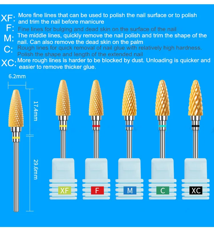 2.35mm Bullet Ceramic Nail Drill Bit Rotate Burr Milling Cutter Bits For Manicure Pedicure Nail Art Tools Remove Nail Polish