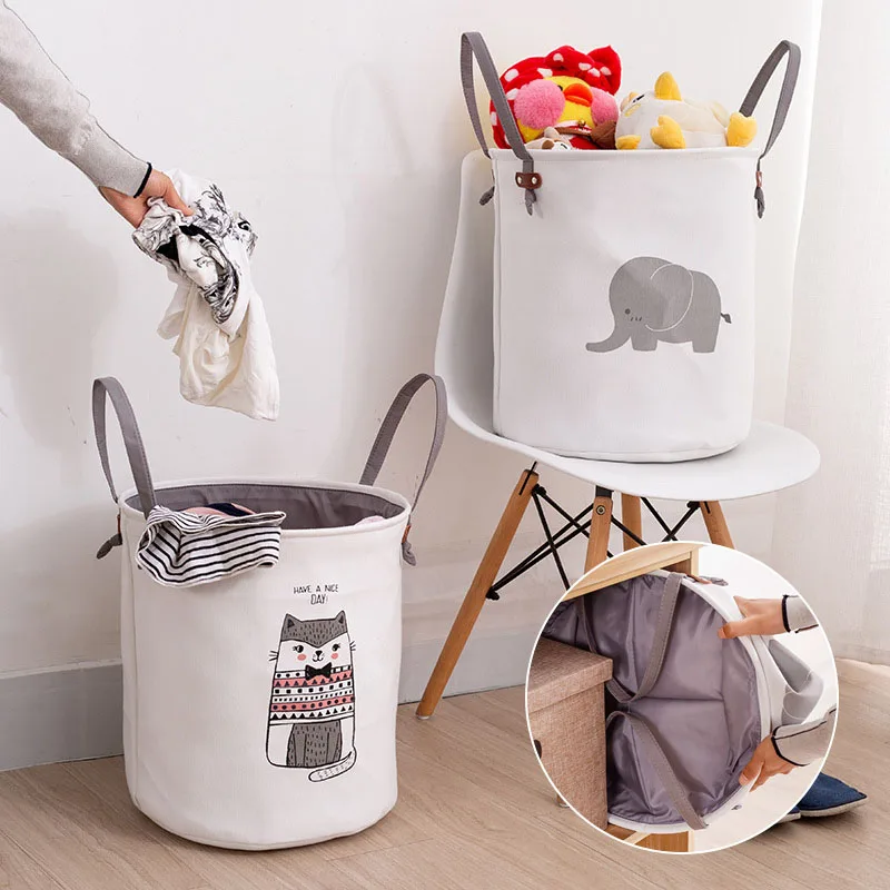 Foldable Cotton Linen Laundry Basket Household Large Children'S Toy