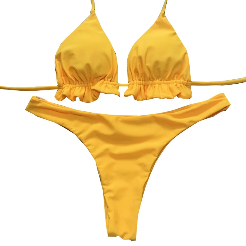 

Lovely Ruffle Strap Bikini Floral Lace Bandage Swimsuit Swimwear Push Up Bathing Suit Bikini Set