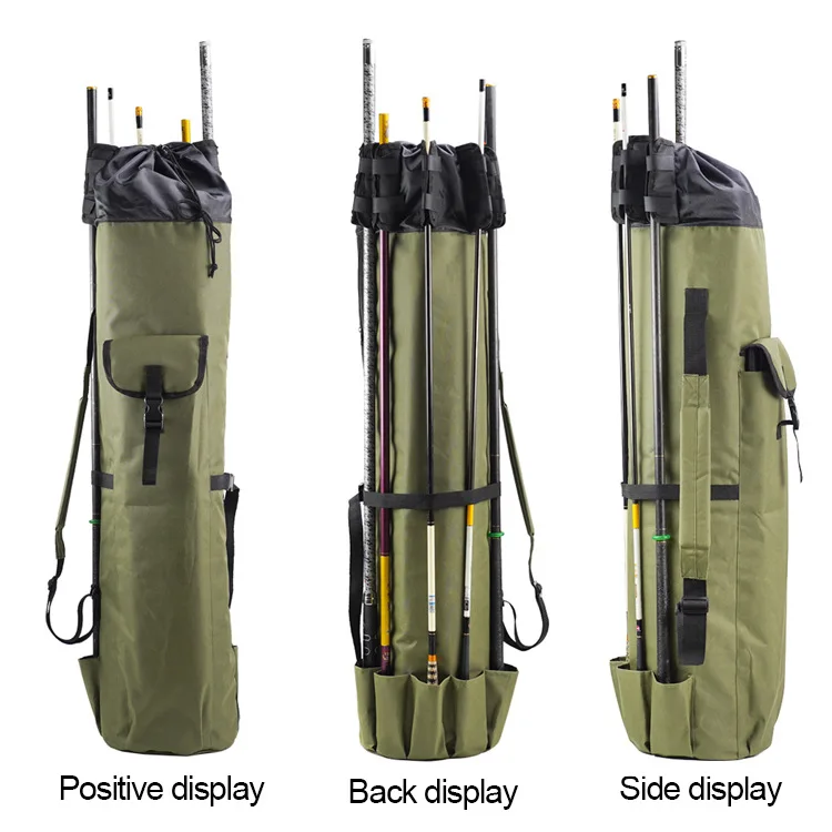 2 POCKETS 180cm FISHING HOLDALL BAG LUGGAGE for rods & reels Green Int-175cm 
