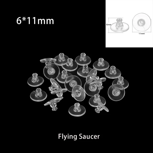 100-200pcs/lot Rubber Earring Back Silicone Round Ear Plug  Earrings Back Stopper For DIY Parts Jewelry Findings Making Tools Flying Saucer