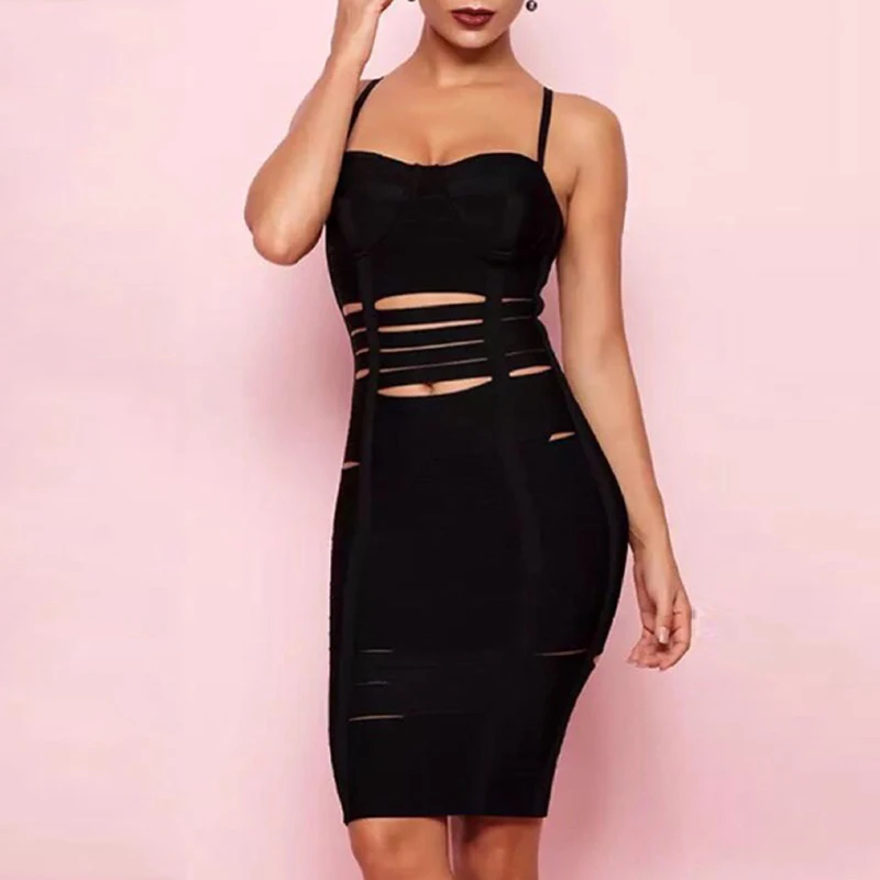 INDRESSME Новинки для женщин Мода Холтер с вырезами на бретельках без рукавов с v-образным вырезом Бандажное платье для вечеринок клуб Bodycon сексуальное платье