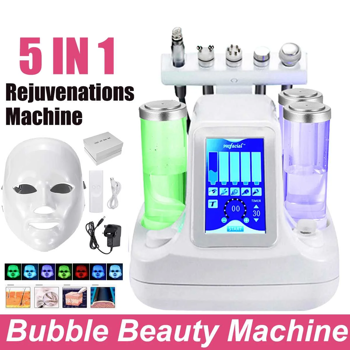 

Multi-function Small Bubble Oxygen & Water Jet Peel Hydro Facial Machine Facial Cleaning Blackhead Acne Keep Skin Beauty Machine