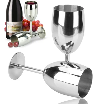 

Premium Grade Stainless Steel Wine Glasses Double-Walled Insulated Unbreakable Goblets Daily Use Wine Glass Dishwasher Safe