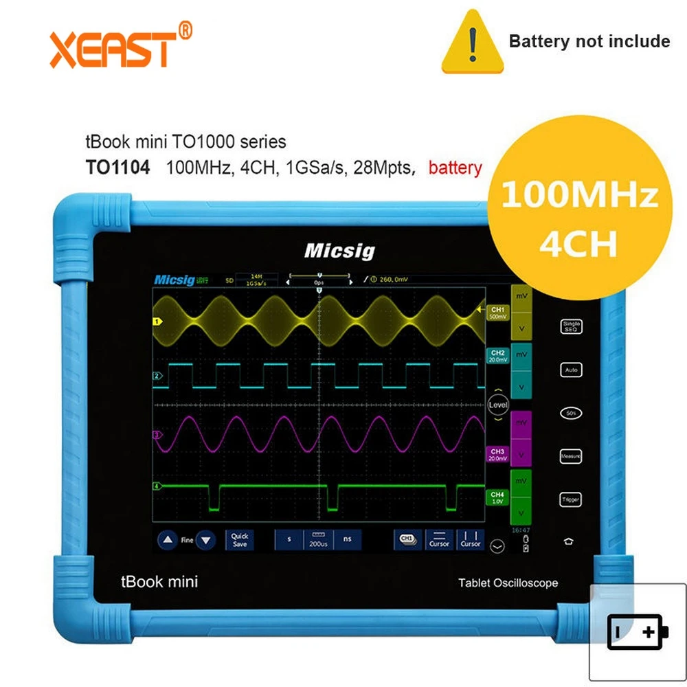 Портативный осциллограф TO1104 100 МГц MICSIG плоский осциллограф сенсорный Осциллограф портативный