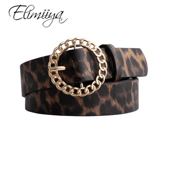 

Elimiiya Luxury Belt Fashion Women Hollow Round Metal Buckle Waist Belts Pu Leather Female Girls Jeans Dress Strap waistband