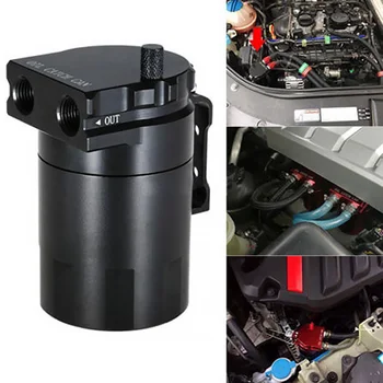 

Hot Universal Aluminum Racing Oil Catch Tank/CAN Round Can Reservoir Turbo Black