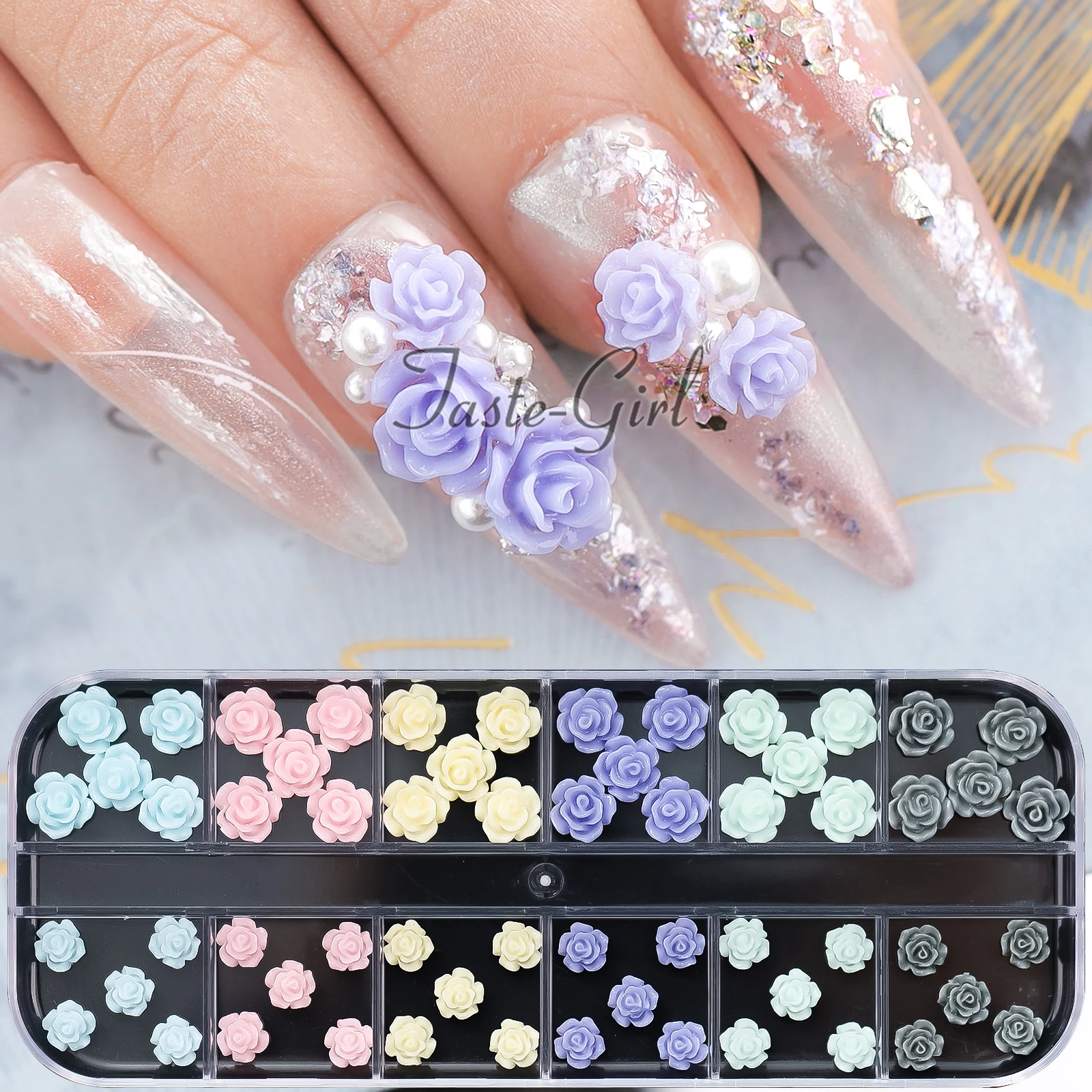 4pcs White 3D Nail Flowers Acrylic - Etsy