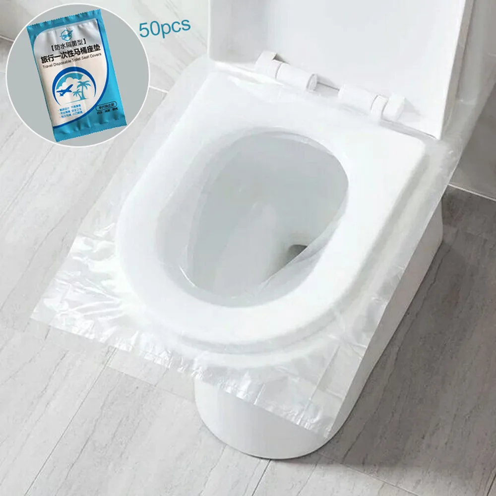Toilet Disposable Sticker 50pcs Universal Seat Cover Business Travel Home Bath Easy Fix Stool Clean Toilet Sticker Decal#45