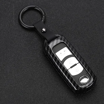 

Cabon Fiber Alloy Key Holder Cover Case Chain For Mazda CX-5 CX-9 Axela Mazda 6 Atenza 2/3 Button Smart Key