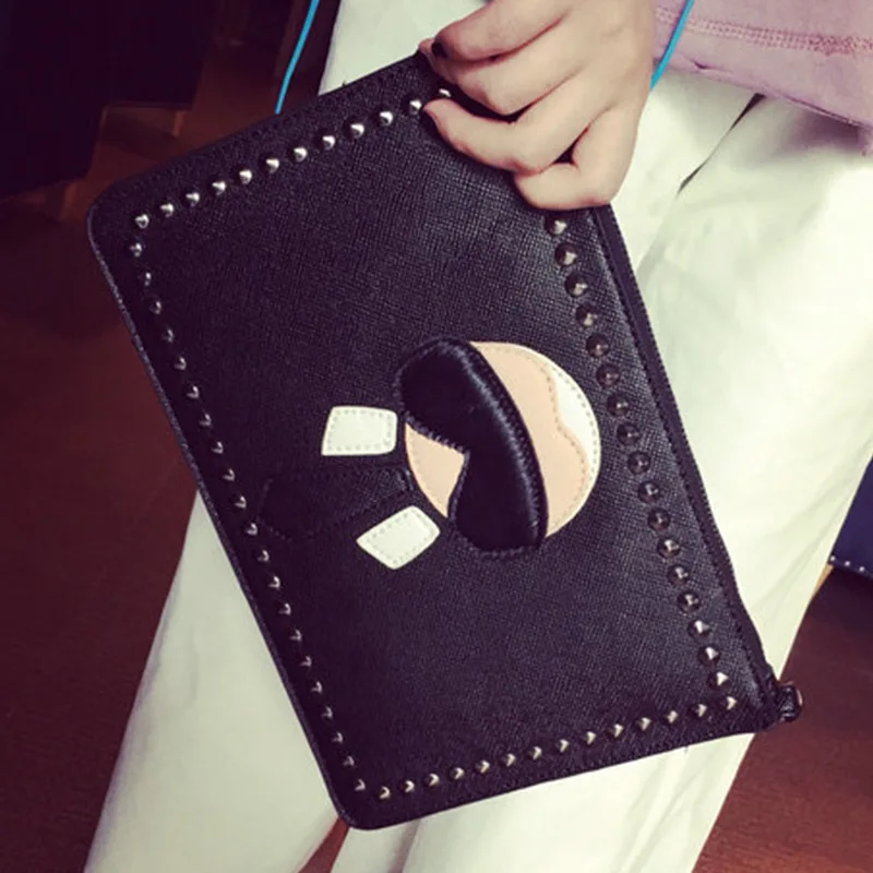 Najtaniej Damska marka nit kopertówki na co dzień wodoodporne PU skórzane torby kurierskie Vintage mała na ramię torba koperty damskie torebki