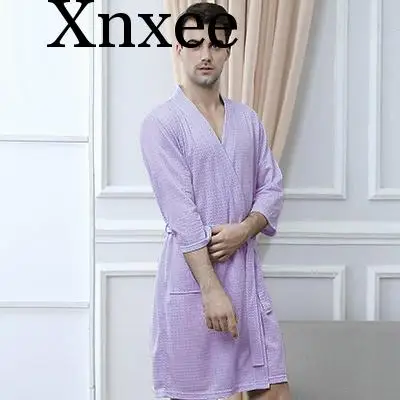 women On Sale Lovers Summer Suck Water Kimono Bath Robe Men Plus Size Sexy Waffle Bathrobe Mens Dressing Gown Male Lounge Robes