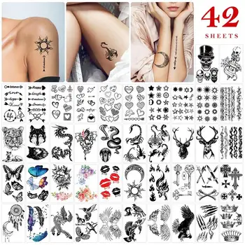 

42 Sheets Temporary Tattoos Flower Animal Tattoo Waterproof Body Face Stickers