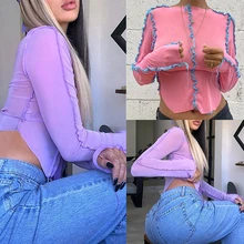 Best Offers Chic Patchwork T-Shirts Woman Striped See Through Mesh Crop Top Y2K Top Casual Street Female Bodycon Tees Best Offers Chic Patchwork T-Shirts Woman Striped See Through Mesh Crop Top Y2K Top Casual Street Female Bodycon Tees