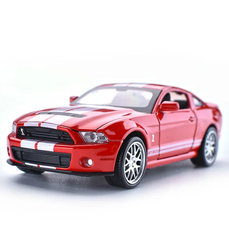 Высокая имитация литья под давлением 1:32 игрушечных транспортных средств Mustang Shelby GT500 модель автомобиля металлический со звуком светильник игрушка автомобиль подарки