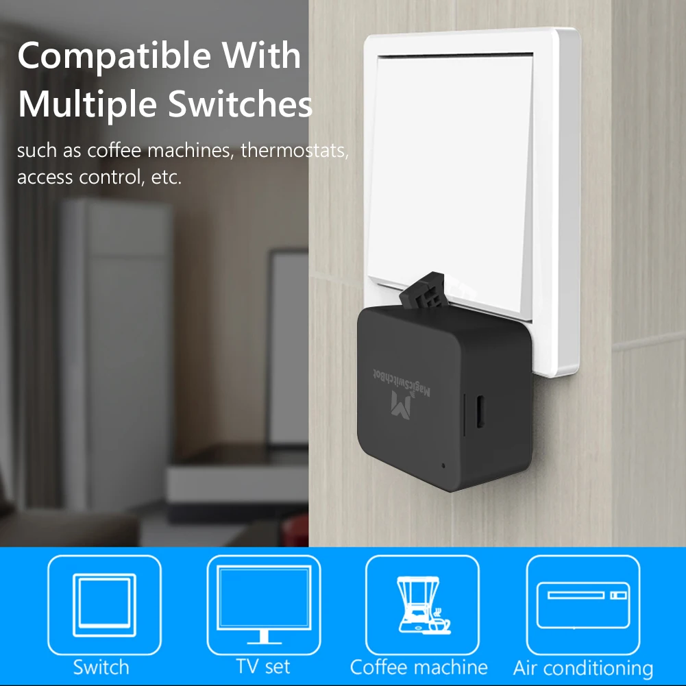 Pulsador de botón de pared para coche, pulsador Personal con Bluetooth 5,0, accesorios para el cuidado del garaje, Control por aplicación iOS y Android, color negro